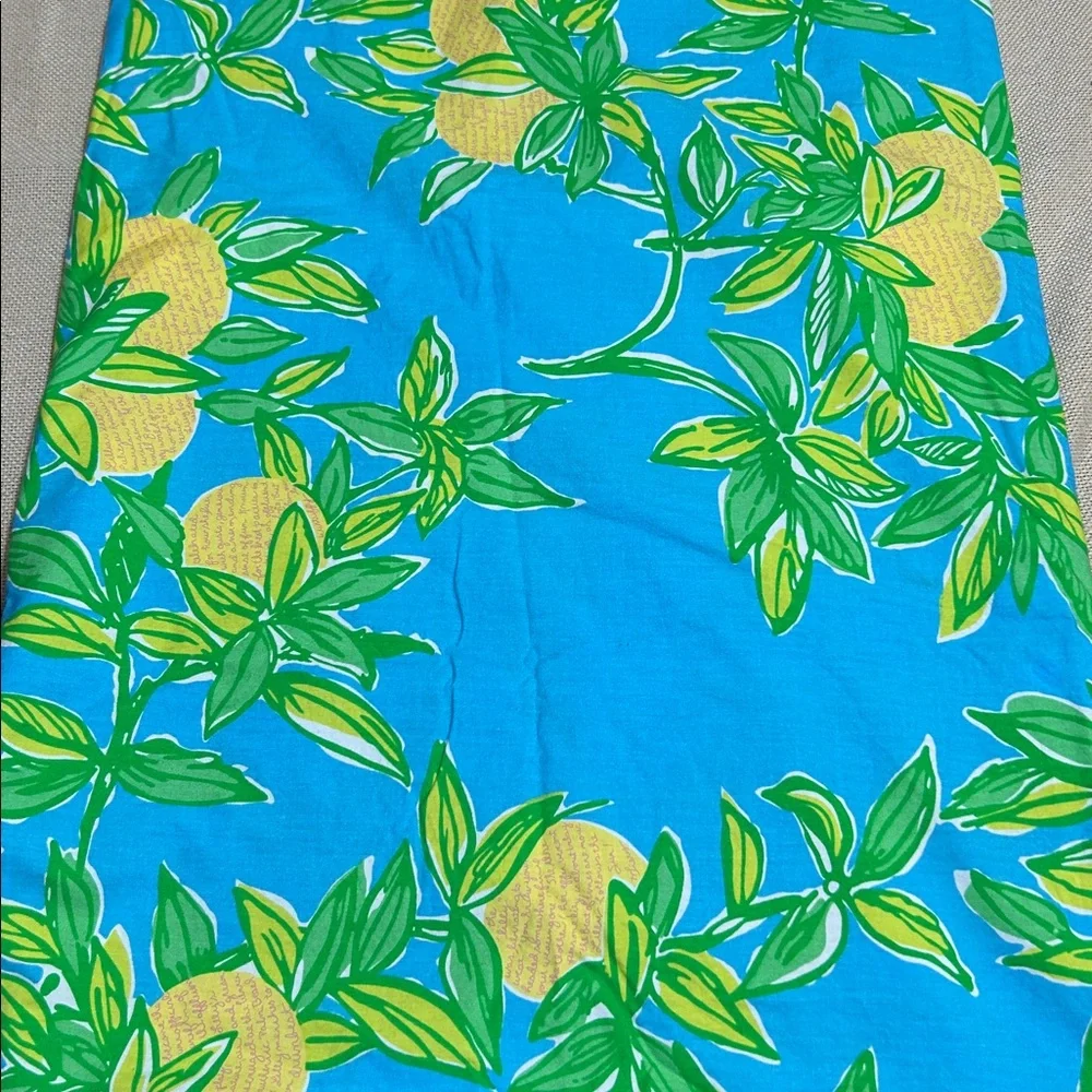 Lilly Pulitzer Turquoise Shower Curtain with Yellow Floral Print